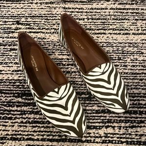 Lafayette 148 canvas animal print loafers. Like new!